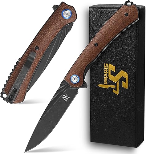 Miniatura 8 de Sitivien ST144 - Cuchillo plegable, hoja de acero 14C28N, cuchillo de bolsillo con mango G10 para acampar EDC al aire libre, supervivencia,