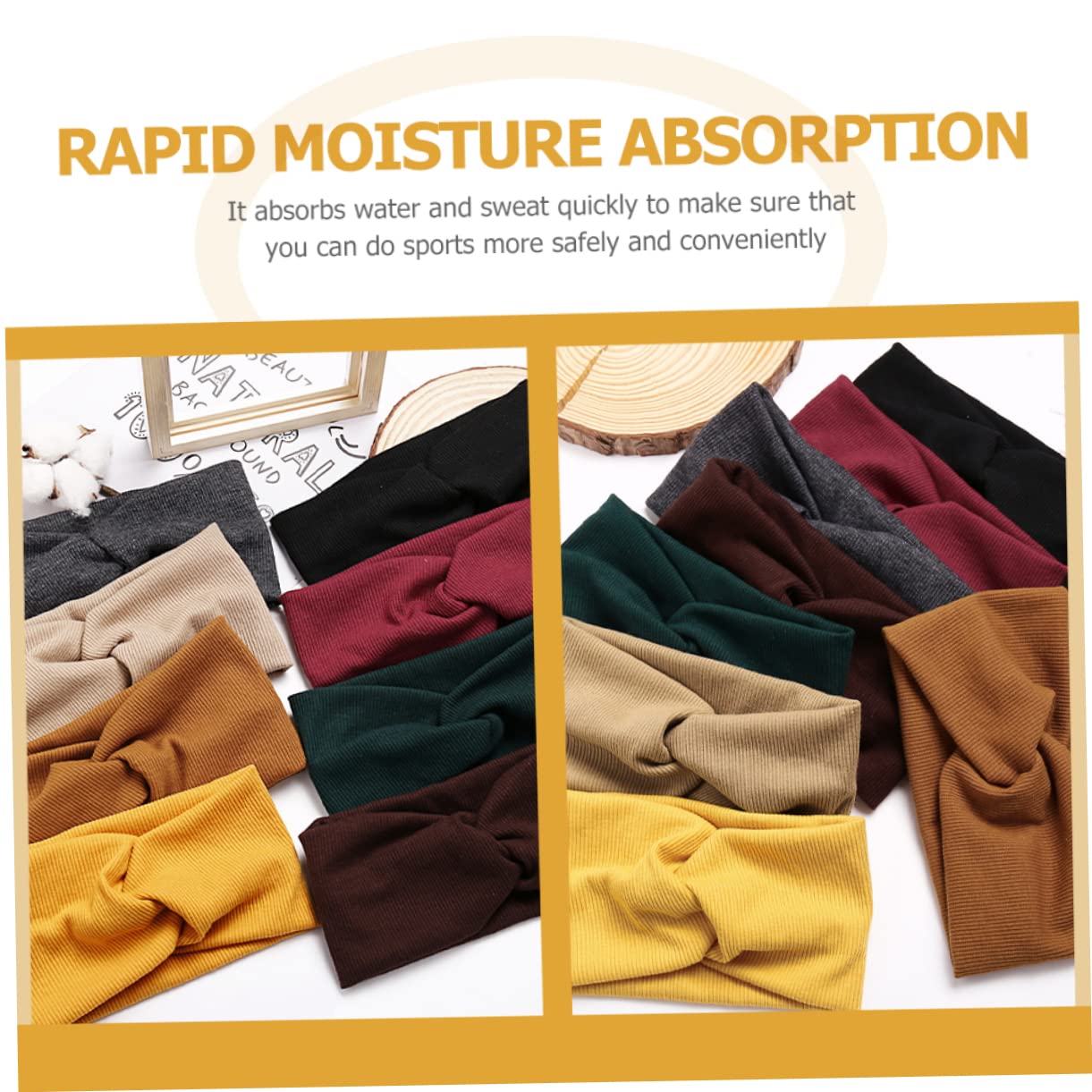 FRCOLOR 16 Pz Per Fasce Sportive Fasce Elastiche Per Larghe Elastica Con Nodo Per Il Sudore Allungamento Ampio Donne Cotone Yoga Fitness Testa a Croce