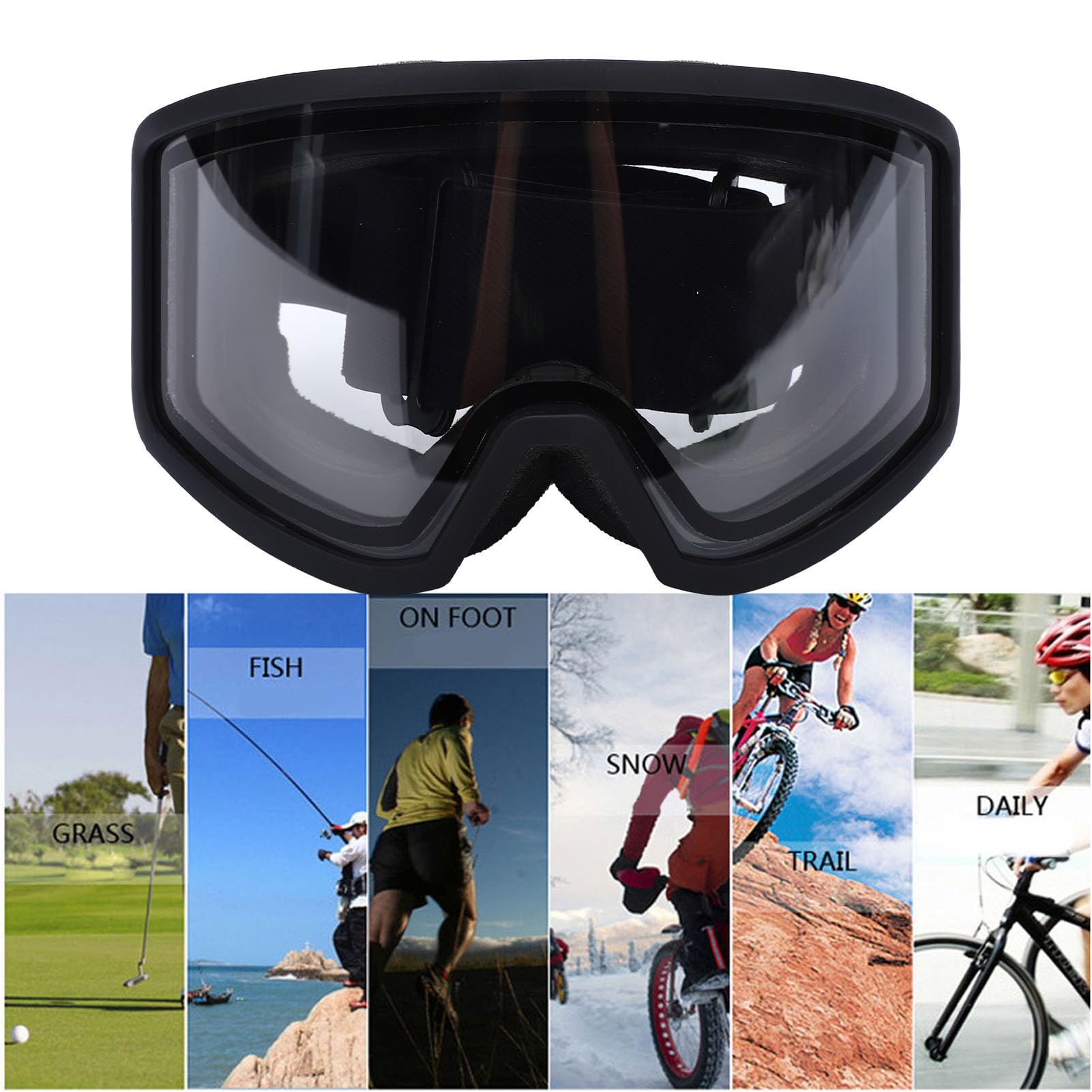 Naroote Masques de Ski, Masques de Neige Anti-Buée et Anti-UV avec Sangle Réglable et Verres Double Couche, Accessoires de Ski Anti-Rayures, pour éviter L'inconfort et les Dommages