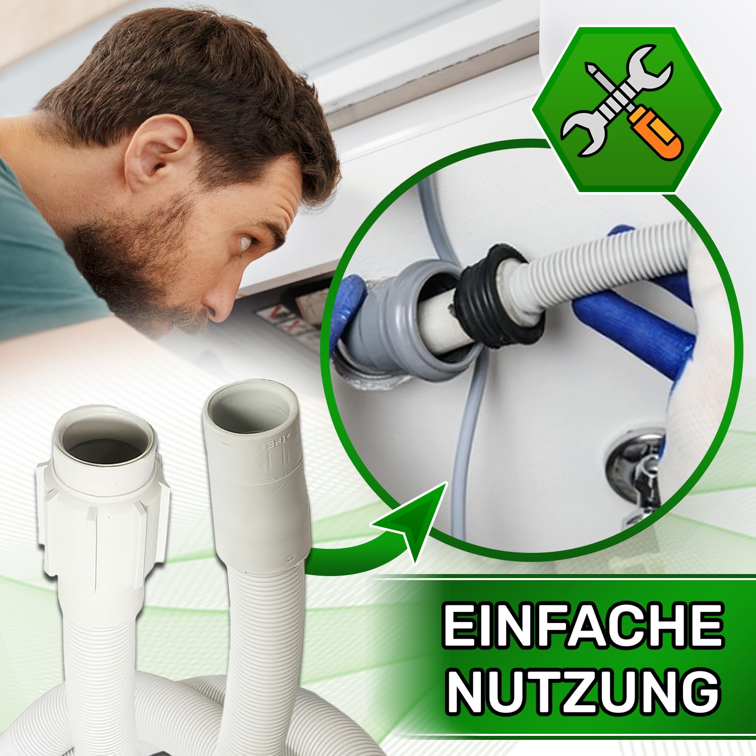 VIOKS Ablaufschlauch Für Waschmaschine 2,28m - Ersatz Für Whirlpool & Bauknecht 22/24mm