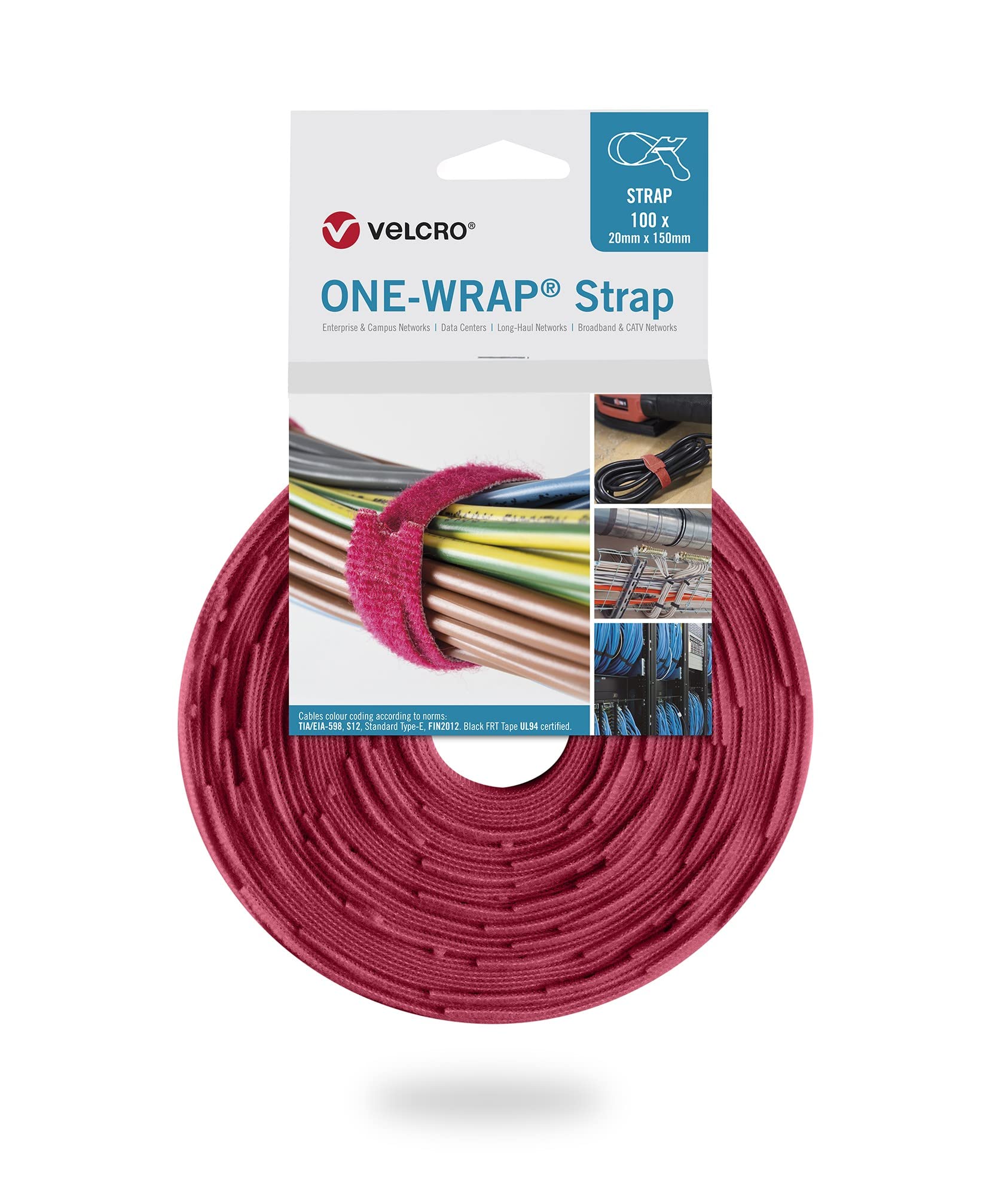 VELCRO® ONE-WRAP® Strap Klett-Kabelbinder 20mm x 330mm 100 Stück rot