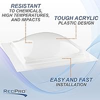 Vista 5 de RecPro Cúpula exterior para tragaluz RV Claraboya exterior universal de 14 x 14 pulgadas (transparente)