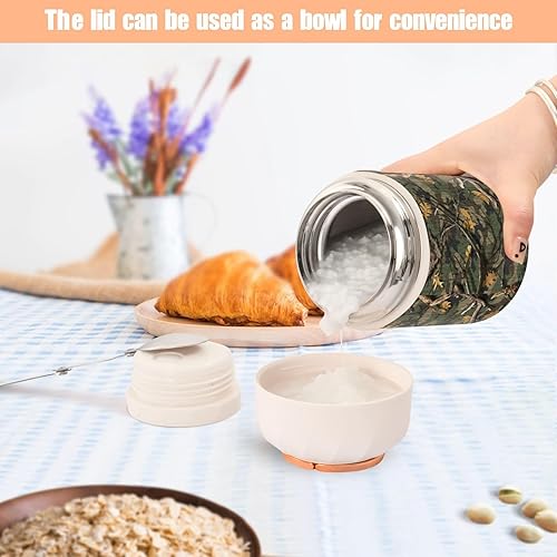 Miniatura 6 de MCHIVER Woods Camouflage Food Jar with Spoon Stainless Steel Vacuum Insulated Food Container 17 oz Food Flask for Adults
