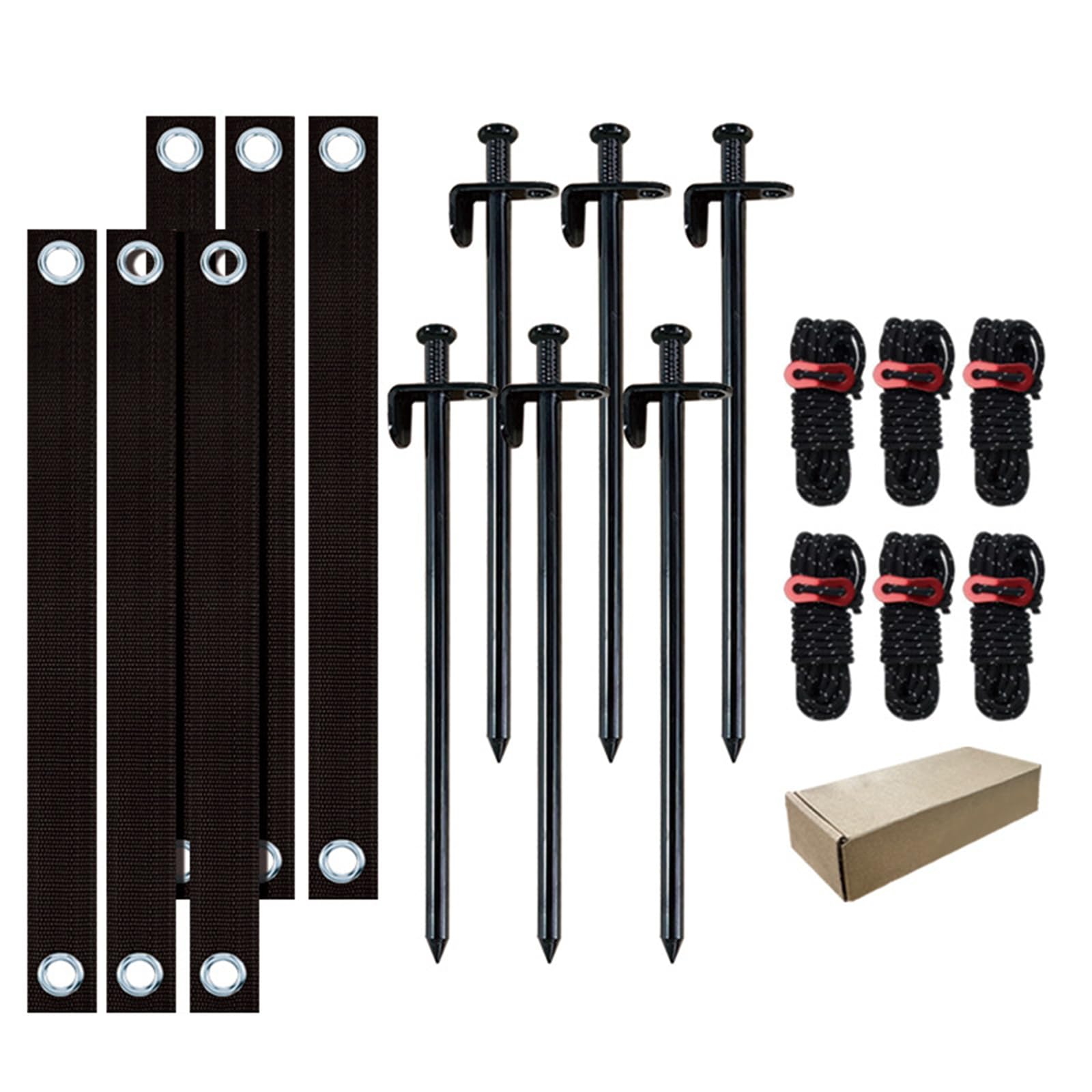 Jeu de piquets de Tente courbés à 90 degrés pour l ' Installation d ' Un abri de Camp, 6 piquets en Acier Carbone, 6 Cordes, de bâche 9X300 Mm pour l ' extérieur