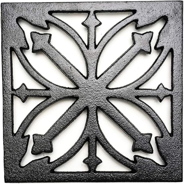 Sungmor Heavy Duty Cast Iron Square Metal Trivet,Rustproof Black Racks Stands Holders for Hot Pans or Teapot,Kitchen or Dinning Table Decorations