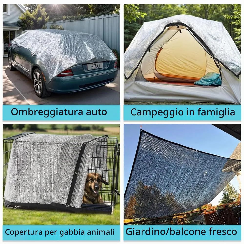 NEWFUN Telo Ombreggiante, 3x4m, Copertura Parasole Per Auto, SUV E Camper, Impermeabile E UV Resistente Per Viaggi E Campeggio