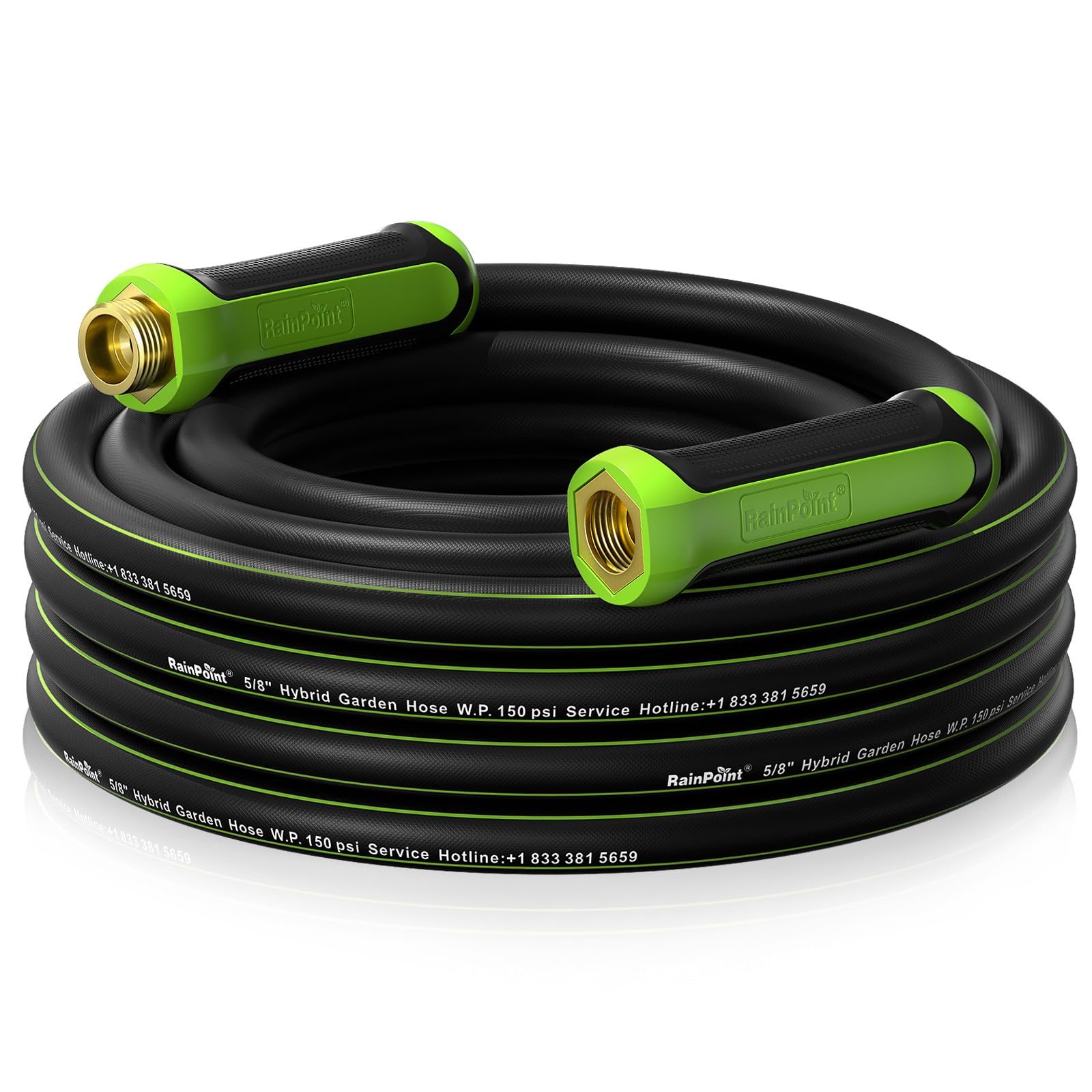RAINPOINT Garden Hose 25ft x 5/8", Water Hose Heavy Duty, Flexible, Lightweight Durable Hybrid Hose with Swivel Handle for Yard, Car Wash, Pets, Drinking Water Safe, No Kink, Male to Female Fittings