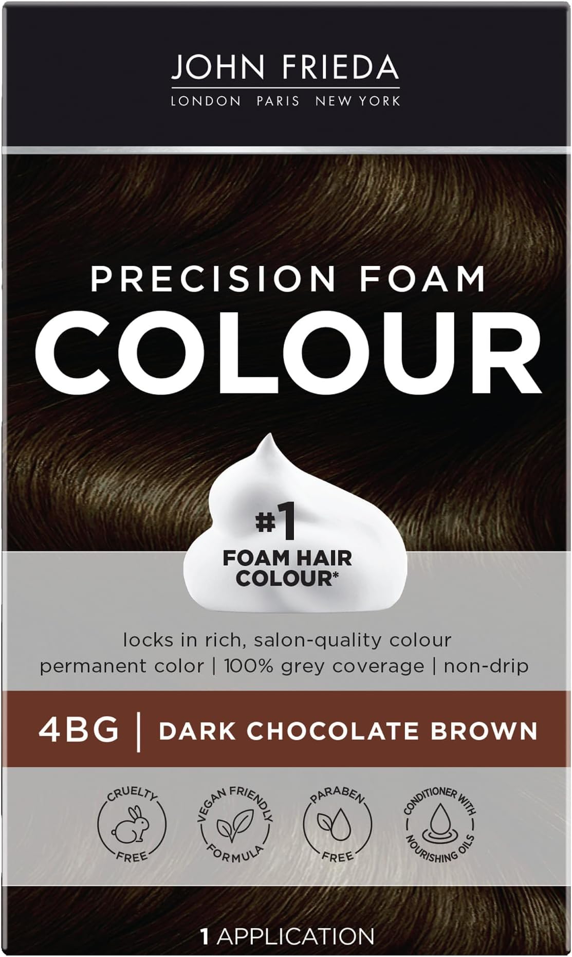 Precision Foam Colour, Dark Chocolate Brown 4BG, Full-Coverage Hair Color Kit, Anti-Fade Gray Coverage, Deep Color Saturation Hair Dye, 1 Application