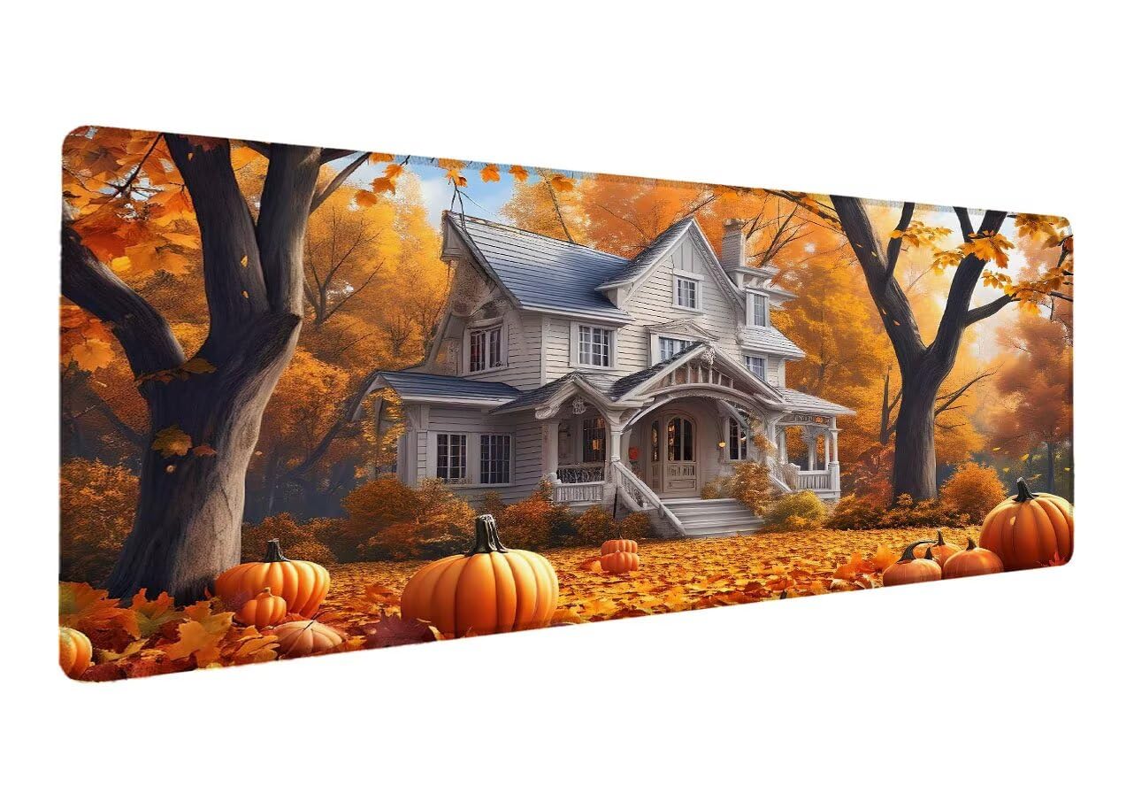 Podkładka pod mysz do gier zamek, podkładka pod mysz XXL 1200 x 600 x 3 mm, rozszerzona mata antypoślizgowa na biurko, wodoodporna powierzchnia, szyte krawędzie, zmywalna podkładka pod mysz drzewo do
