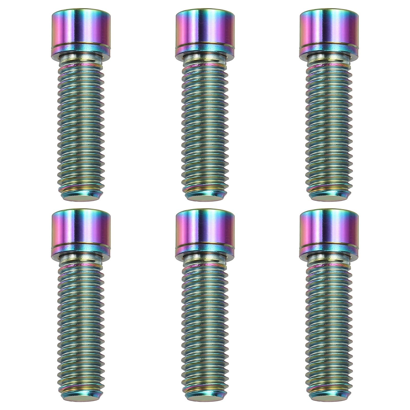 YELARXI Titanium Bicycle Stem Bolt, M8x25mm Hex Socket Head Bolt with Washer Anti-Corrosion Screw 6Pcs & Colorful-Fitting For(Bicycle/MTB/Road/Mountain Bike Stem Fixing Part)