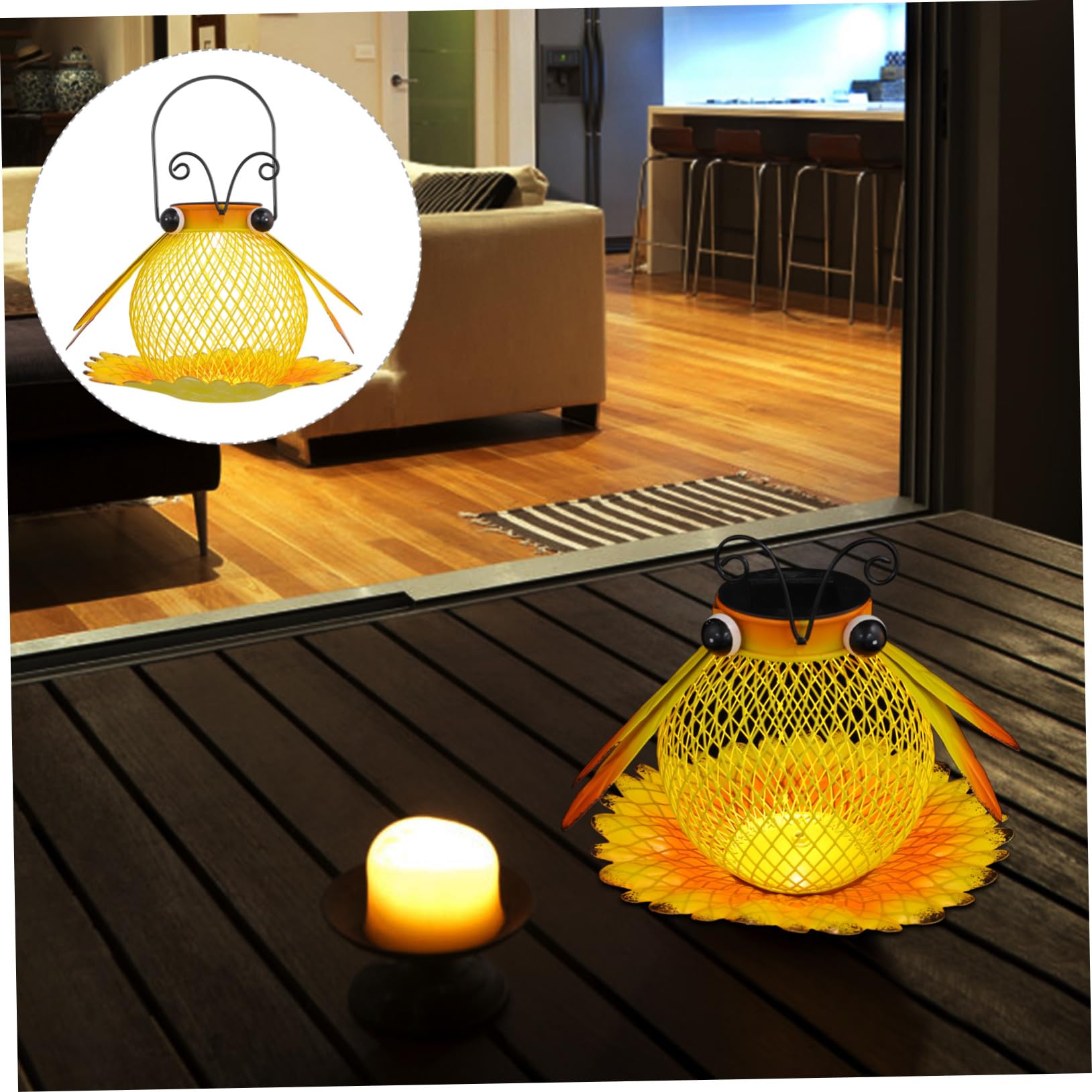 Mangiatoia Uccellini da Esterno in Ferro con LED Solare Appendiabile per Giardino e Patio Alimentazione Automatica e Resistente alle Intemperie