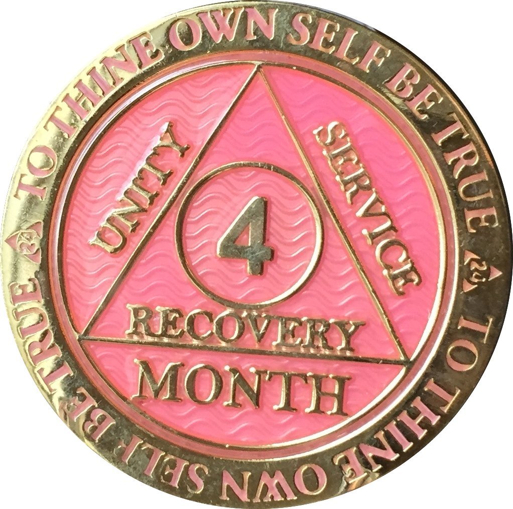 RecoveryChip4 Month AA Medallion Reflex Pink Gold Plated Chip