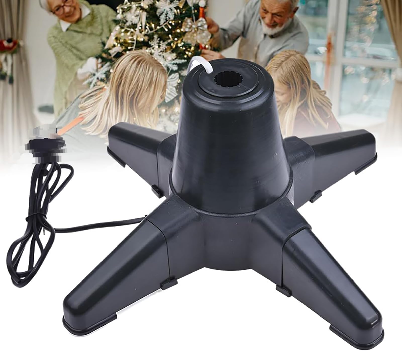 Patas de árbol fijas del árbol de Navidad eléctrica, soporte de árbol de Navidad giratorio, se puede ajustar en dos niveles Base giratoria de 360 grados, se ajusta a los tamaños de los polos 0.9 en-1.