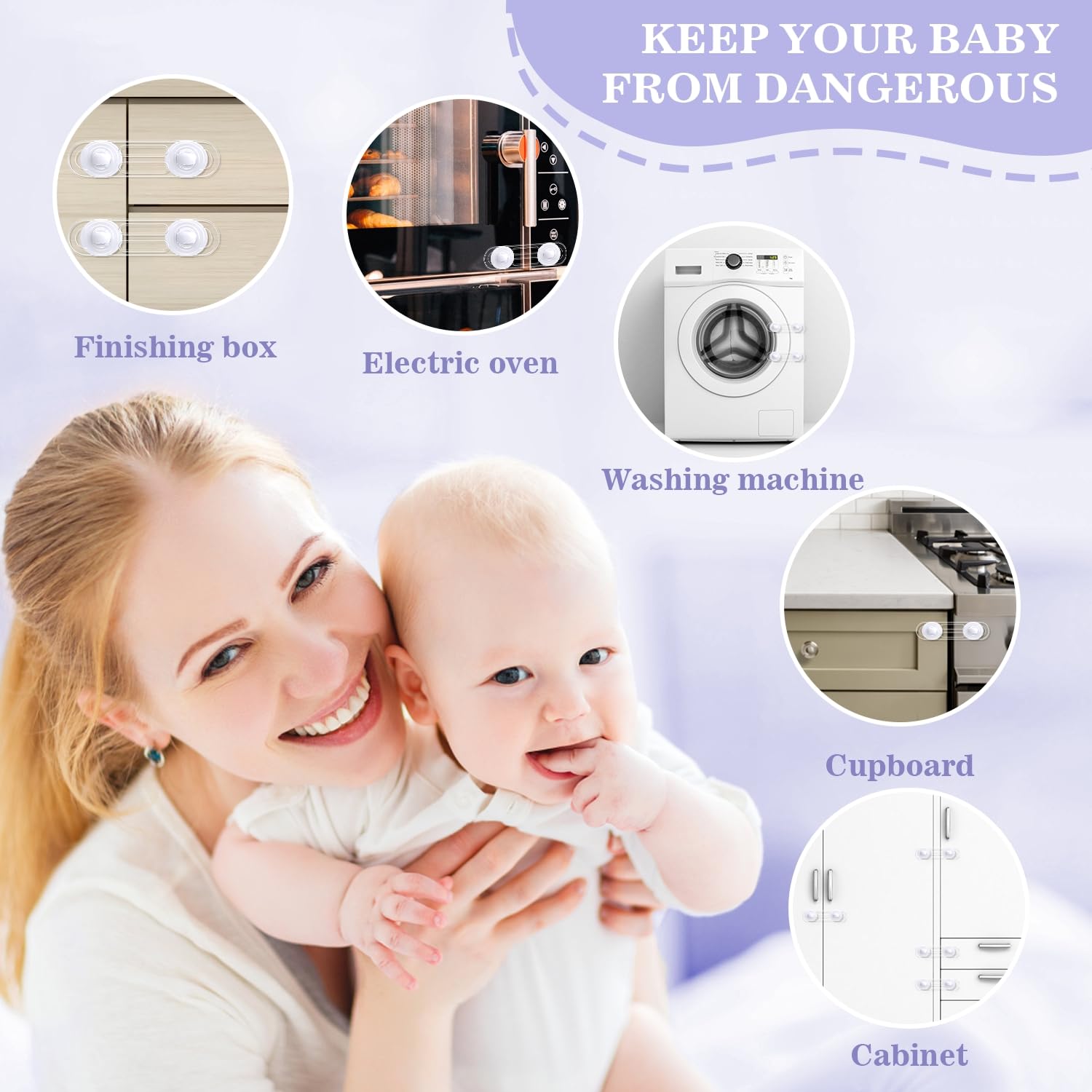 Bloque Porte Bébé, Kimsky 12 Pièces Securite Porte Enfant, Sécurité Enfant, Porte Securite Bebe avec Adhésif, Sans perçage pour Armoire, Tiroirs, Réfrigérateurs – Transparent