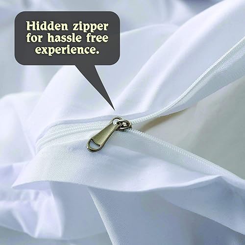 Miniatura 2 de Funda de edredón con cierre de cremallera, 1 funda de edredón KingCal-King (102 x 94 pulgadas), tamaño con lazos en las esquinas, 100% algodón de