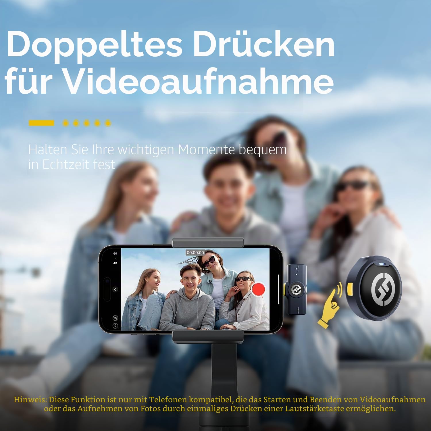 Hollyland Lark M2 Kabellos Lavalier Mikrofon für iPhone/Android/Kamera/PC/Laptop mit Lightning/USB-C-Stecker, 48 kHz 24 Bit, 300m Reichweite, 40 Std. Akkulaufzeit für Videoaufnahmen (Kombi-Version)