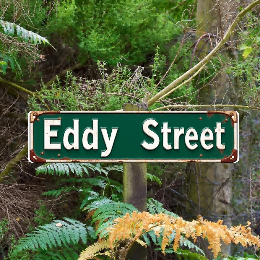 Miniatura 4 de Retro Tin Sign 16 * 4 Inch Eddy Street Sign - For Garage, Bar, Living Room Decor  garage decor, bar decorations for home, family wall decor