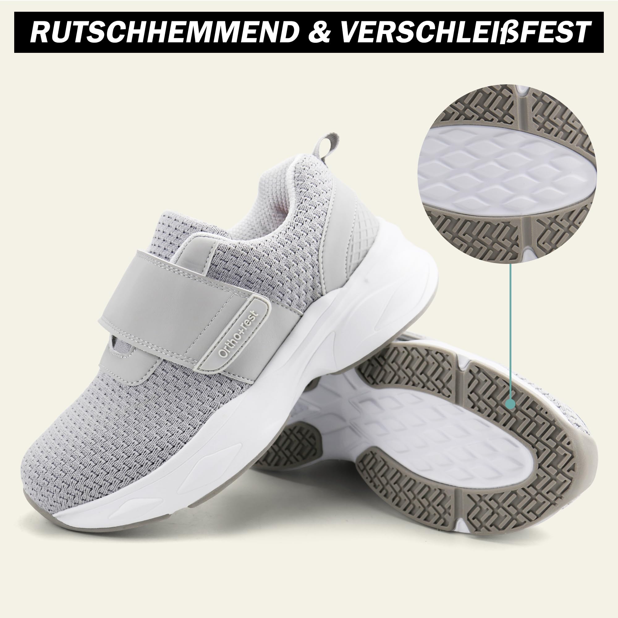 Ortho+rest Damen Diabetikerschuhe mit verstellbarem Verschluss Orthopädische Gehschuhe Ödem Schuhe für geschwollene Füße