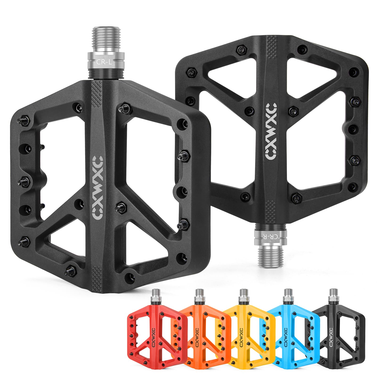 CXWXC Mountain Bike Pedals - Lightweight Nylon Fiber Bicycle Pedals - Platform Pedals for BMX Mountain Bike 9/16"