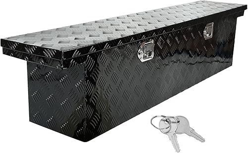 Caja de herramientas de aluminio de 60 x 12 x 14 pulgadas, con patrón de banda de rodadura de 5 barras, caja de herramientas impermeable para debajo