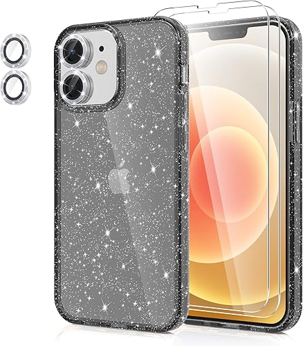 Miniatura 57 de Funda con purpurina diseñada para iPhone 15 Pro Max, con [2 unidades] protector de pantalla y [paquete de 3] protector de lente de cámara brillante