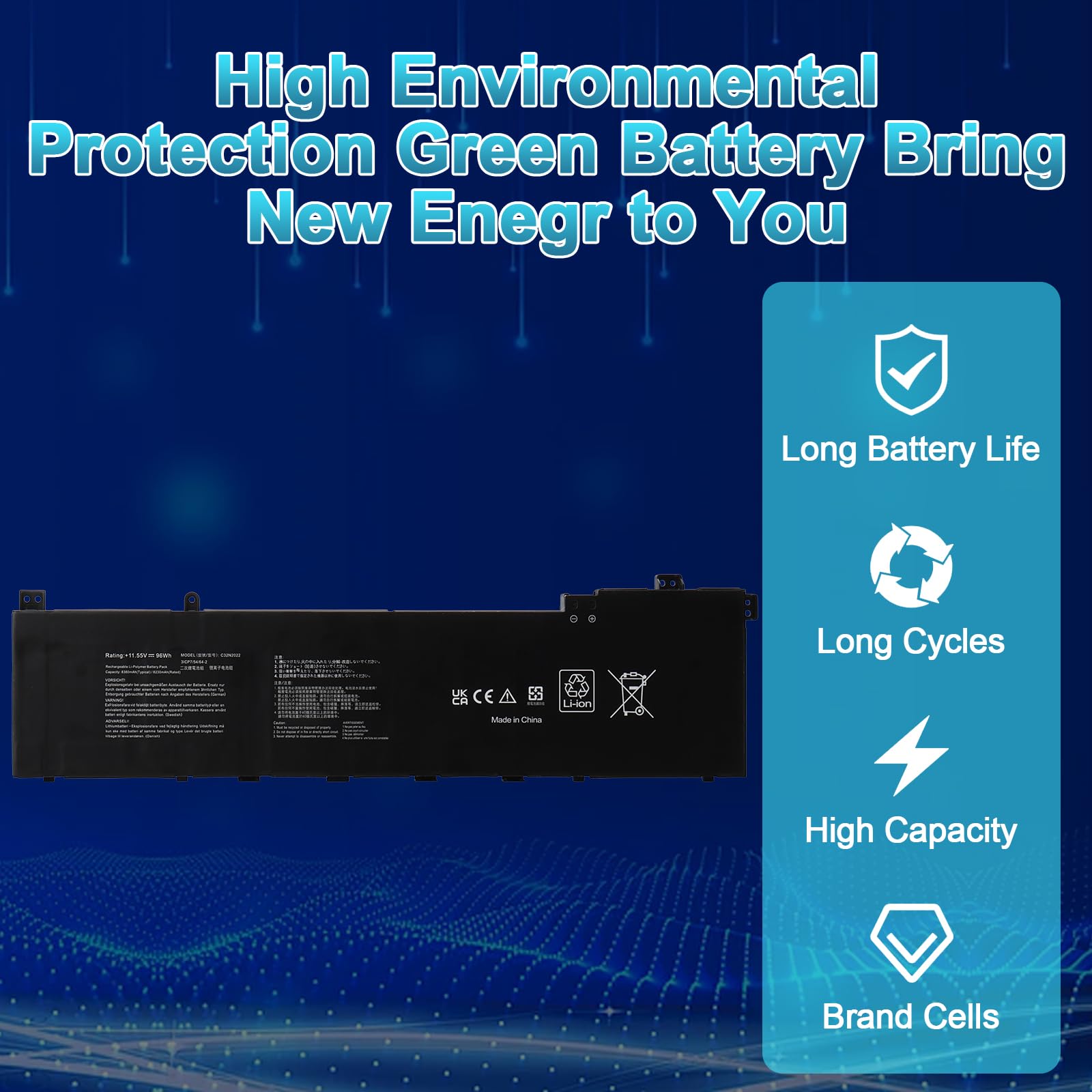 96Wh C32N2022 Batteria Laptop Compatibile con ASUS VivoBook Pro 16X