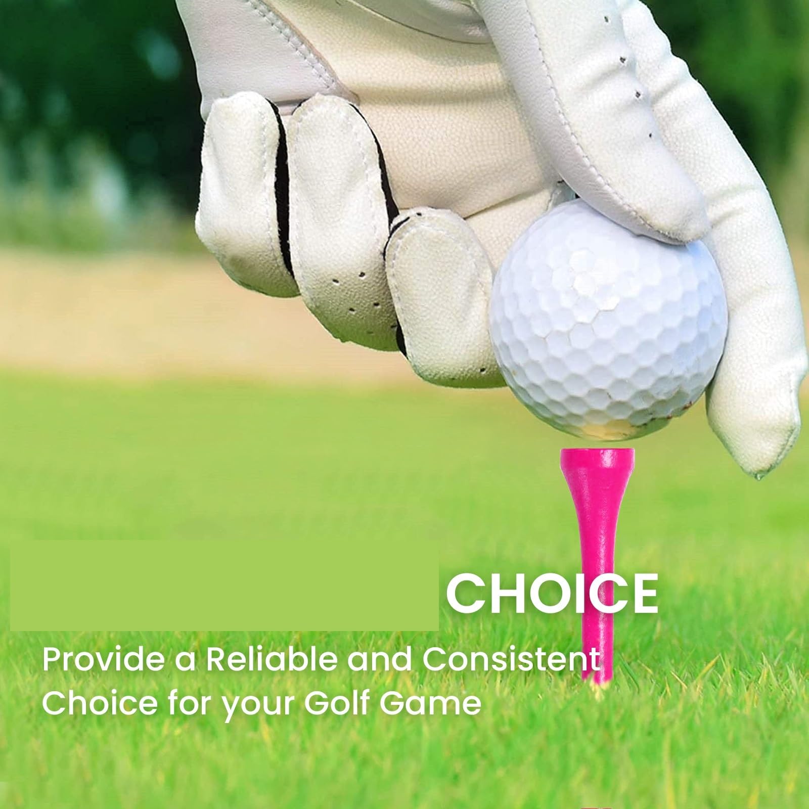 Premium-Golf-Tees, Wood Tall Golf-Tees, Rosa, Großpackung, 250–2000 Stück