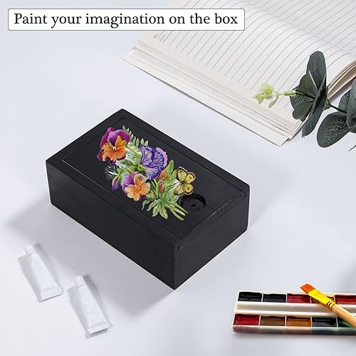Miniatura 4 de Useekoo Caja de madera con tapa deslizante, caja de almacenamiento de recuerdos de 5.9 x 3.7 x 2.2 pulgadas, pequeñas cajas rústicas de madera de