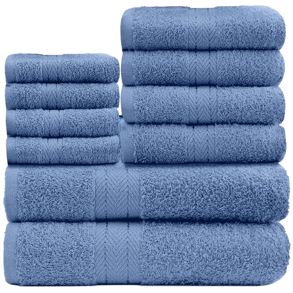 GC GAVENO CAVAILIA 10 Piece Towel Bale Set | Quick Drying Cotton Towel Highly Absorbent 450 GSM Blue Towels Set | Bathroom Towels Bale Set 4x Face 4x Hand 2x Bath Towels — image 1