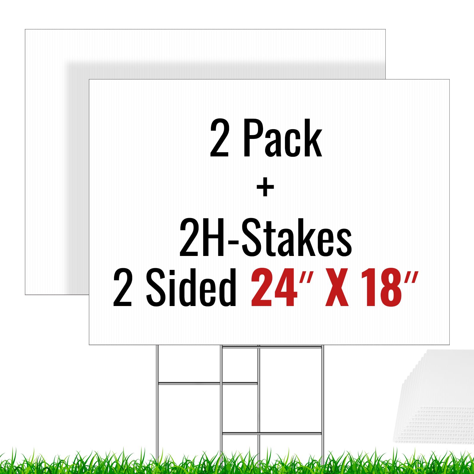 View 1 of 2 Pack Blank Yard Signs with Stakes 24 X 18inch, IKAYAS 18 x 24" Large Size White Garden Yard Signs Yard Sale Signs Corrugated Plastic Signs for Party Decorations, Garage Sale, Guidepost, Open House