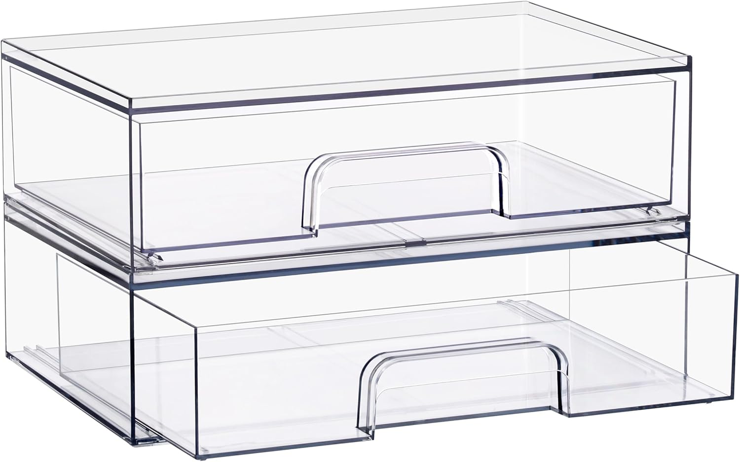 Sorbus Wide Stackable Acrylic Storage Drawers, 2 Pack Clear Plastic Organizer Bins for Baby Bottles, Makeup, Bathroom, Vanity & Countertop Organization, Pull-Out Drawer Design for Cabinets & Pantry