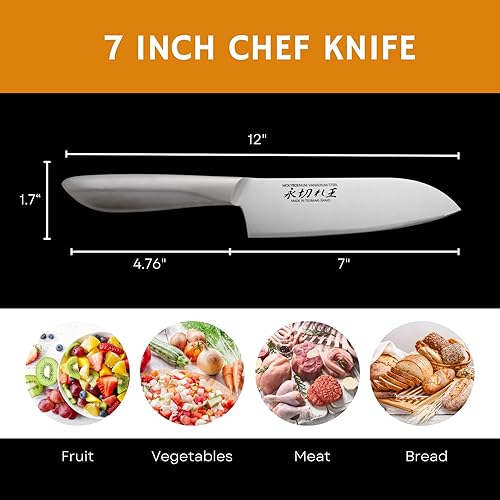 Miniatura 4 de Sanjo Craft Cuchillo japonés que nunca afila  Peso ultraligero  Cuchillo de cocina de chef todo en uno de acero inoxidable de 7 pulgadas