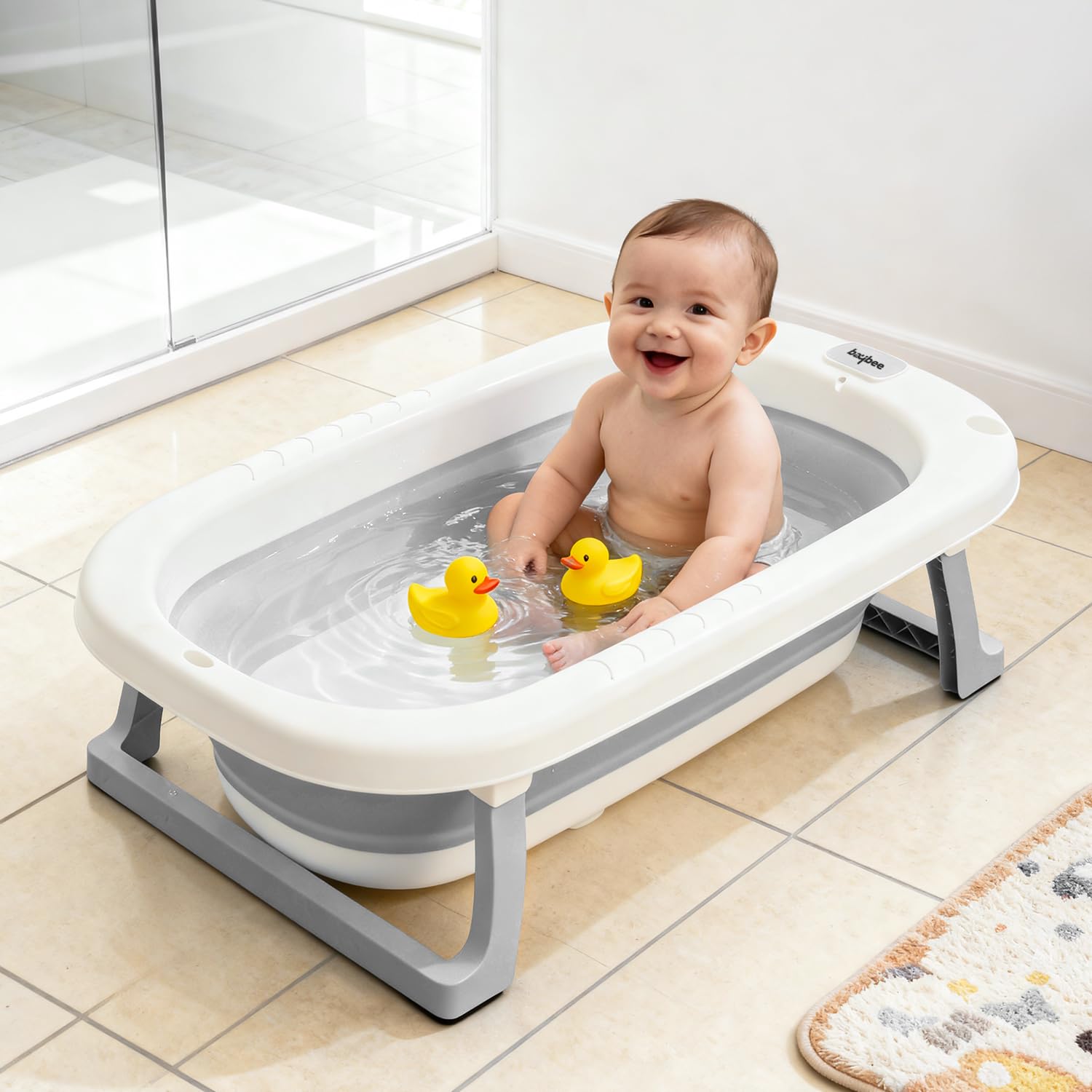 Baybee Jolly Kids Foldable Bathtub for Babies & Toddlers, Anti-Skid Base & Drainer | Baby Bathing Tub for Boys & Girls (0-3 Years, Grey)-picture-43