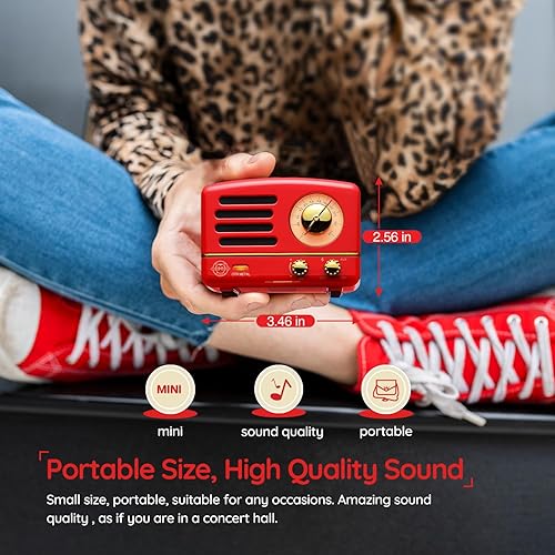 Miniatura 10 de Muzen OTR - Altavoz Bluetooth, portátil, inalámbrico, vintage, con sonido nítido, altavoces Bluetooth con radio FM, para el hogar, oficina y