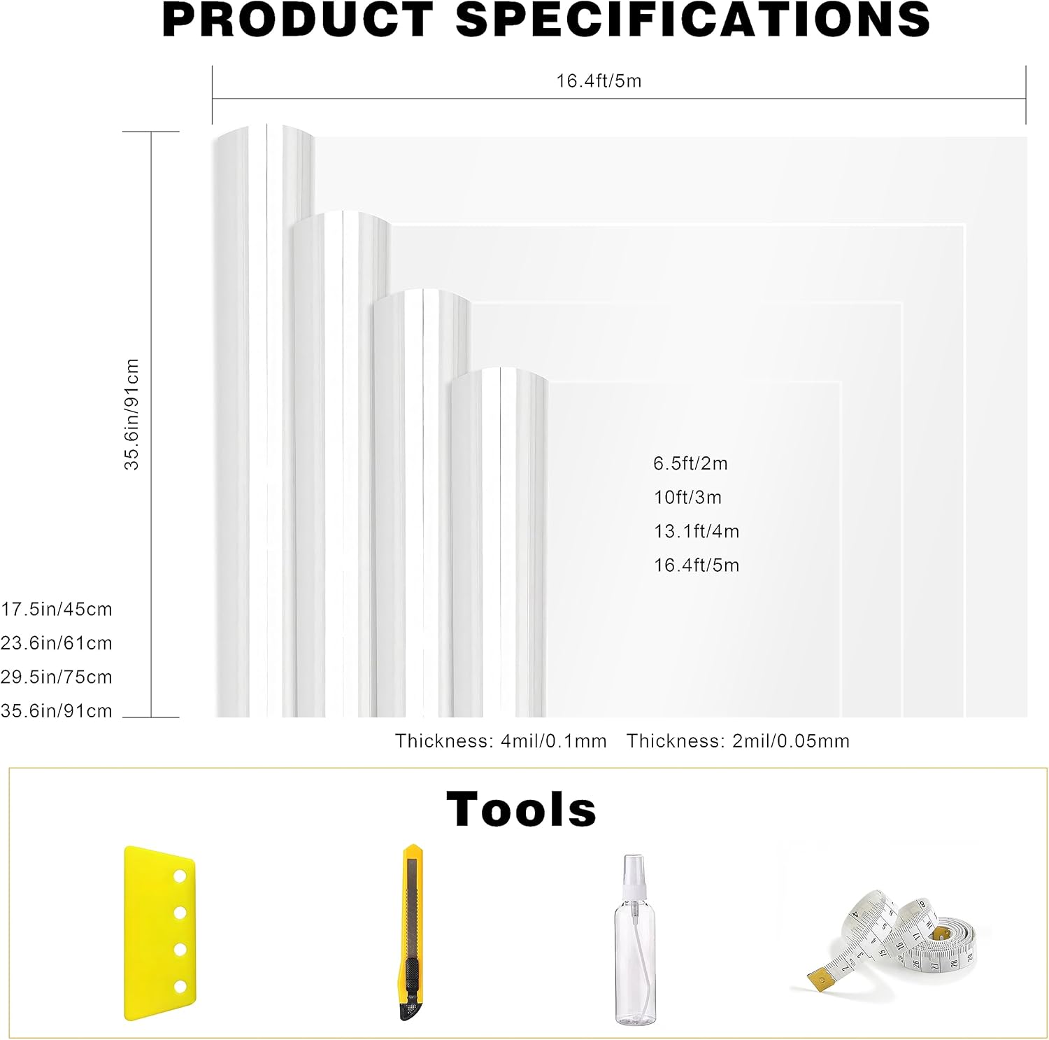 4Mil Security Window Film, Shatterproof Film, Transparent Self-Adhesive Security Window Film, Anti Shatter Tempered Glass Film, Glass protective window film for Home/Office