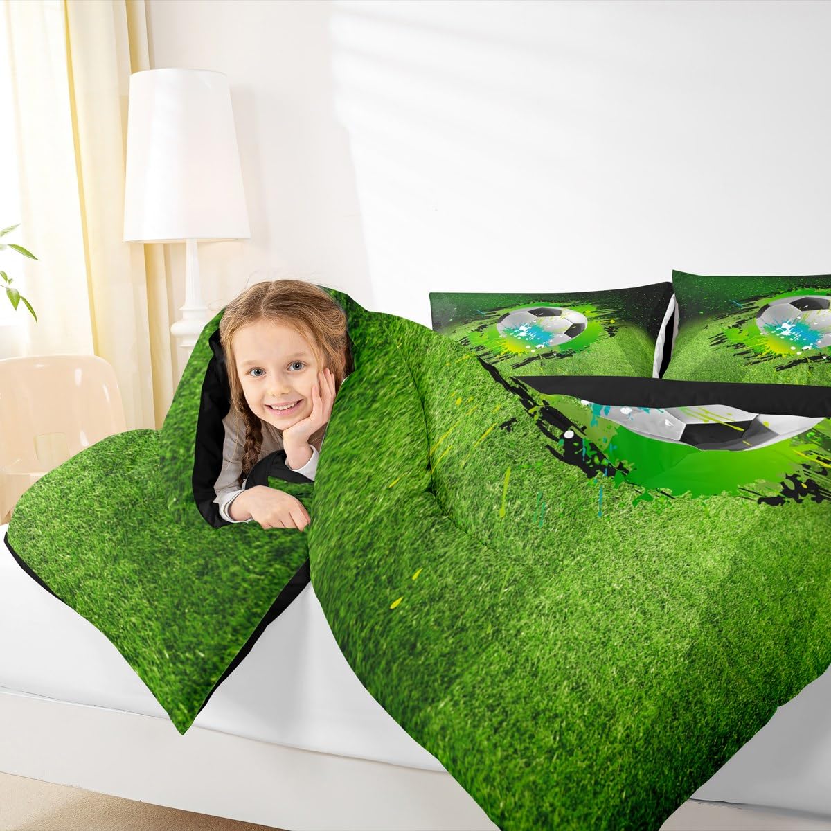 Sports-Themed Microfiber Quilt Bedspread Set For Kids & Teens - Full Size, 3-Piece With Pillow Shams