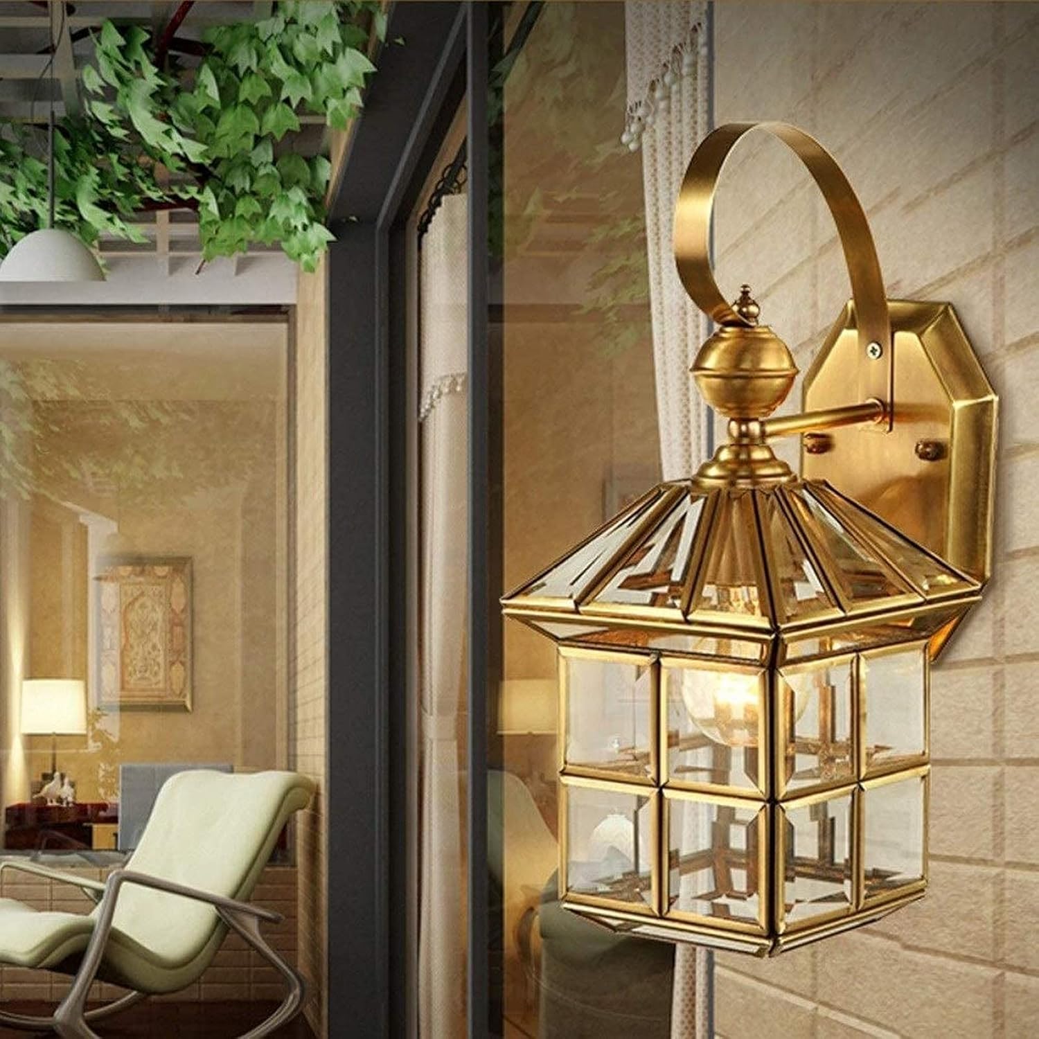 ZTCHSENZT Luxury Brass Wall Light Outdoor Wall Lantern Lamp IP55 Waterproof Copper Garden Decor Terrace Patio Porch Wall Sconces Copper Gold E27 Wall Light,Lighting Wall Sconce