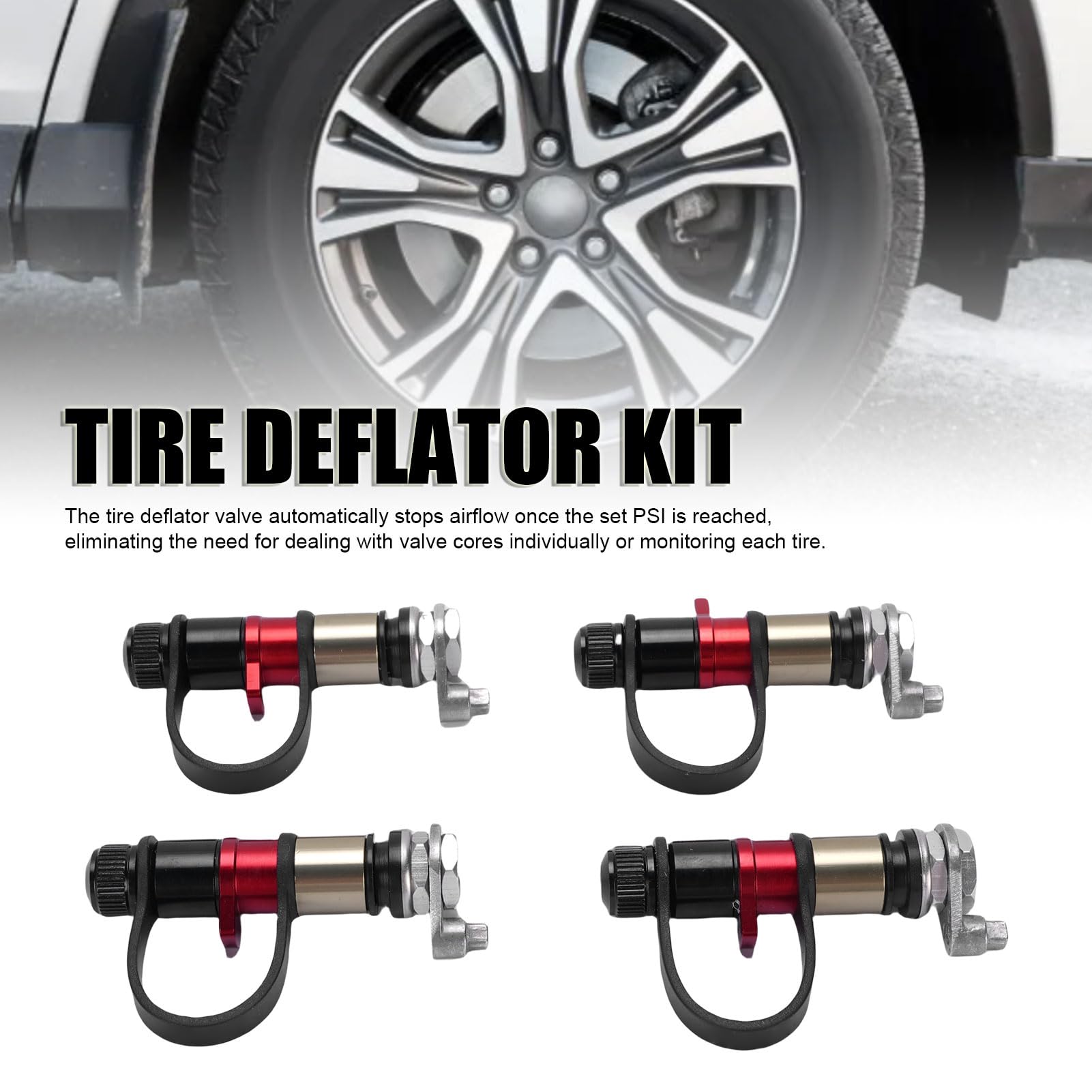 Auto Stop Deflación Rápida Válvula de Válvula de Deflector de Neumáticos Ofroad PSI 10-30 con Aleación de Aluminio para la Instalación del Sensor de Presión de los Neumáticos