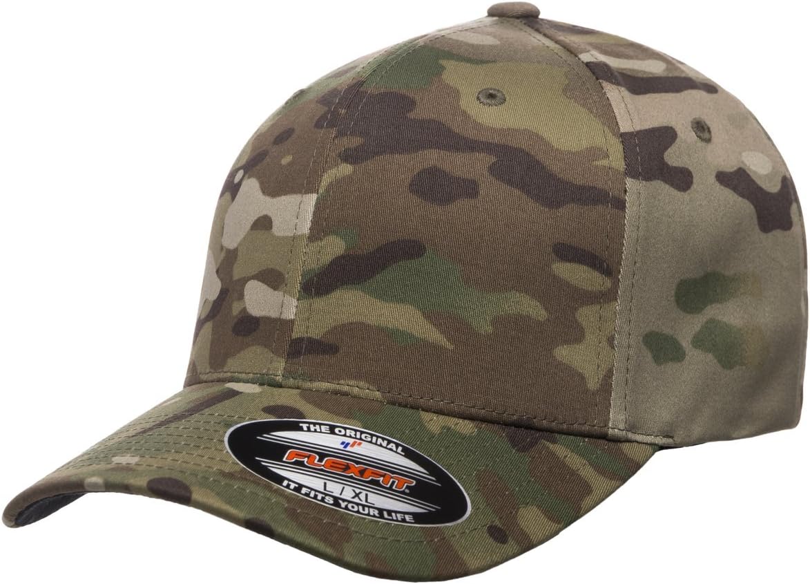 Flexfit Multicam Camo 6 Panel Baseball Cap Officially Licensed Multi-Cam Pattern (Large/X-Large, Multicam)