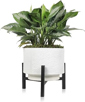 Vigordream Metal Plant Stand, Adjustable Heavy Duty Sturdy Plant Holder for Indoor Outdoor Use, 2 Height Displays Single Plants Pot Stand Black, Fit 8-12inch pots