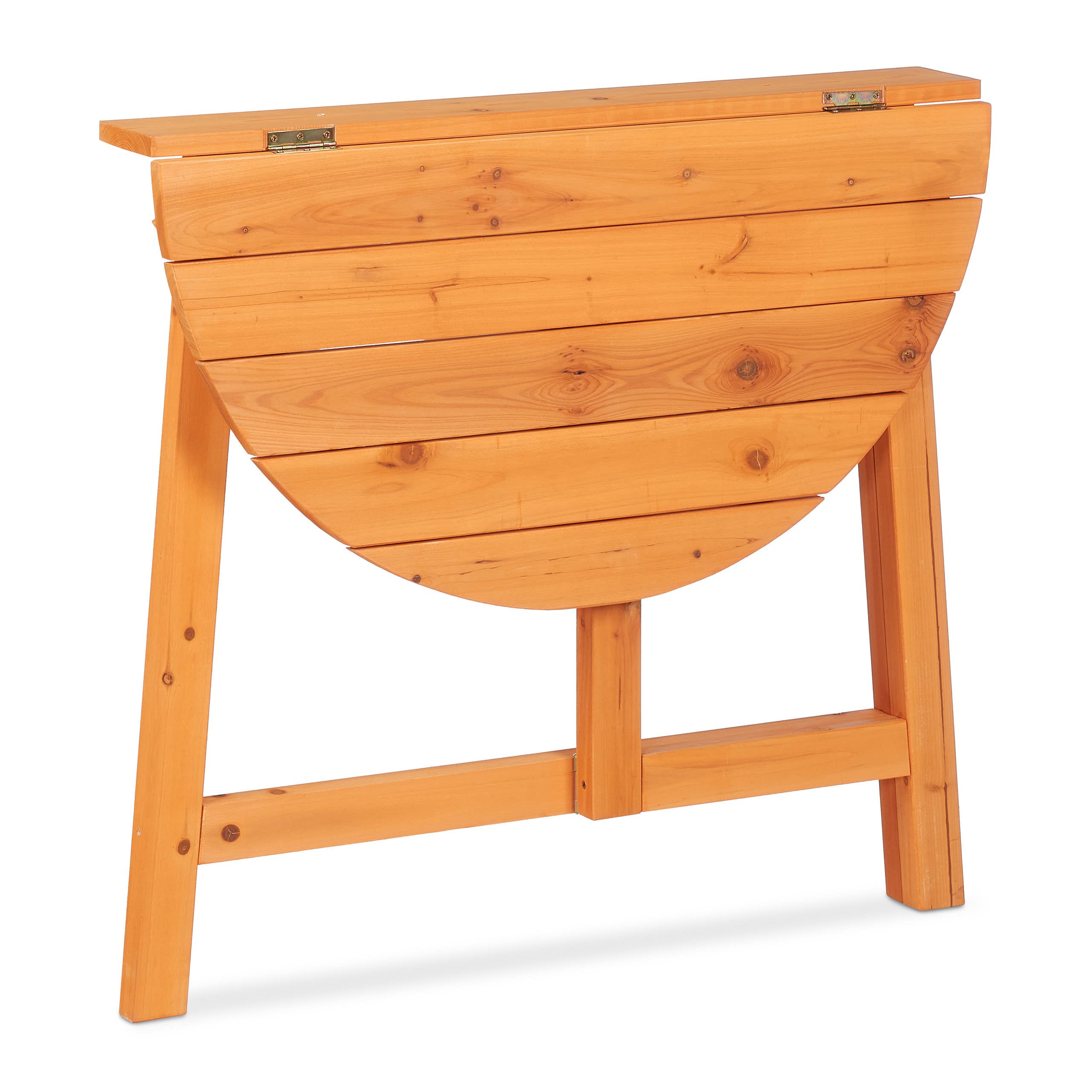 Relaxdays Tavolino Pieghevole, Semicerchio, Balcone e Giardino, Legno di Abete, Outdoor, HxLxP: 74x80x50 cm, Naturale