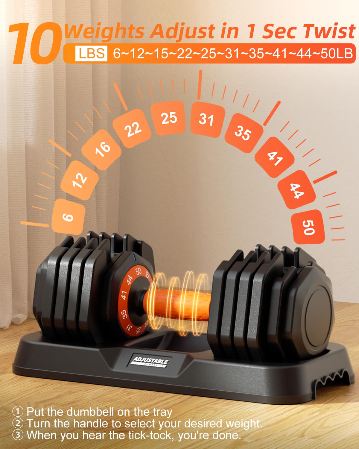 2026 Upgrade Adjustable Dumbbell Set 25lb/50lb, Small Increment in 3-6lb, 1 Hand Quick-Dial, 0-in-1 Adjustable Dumbbells with Tray, Anti-Slip Grip for Home Gym HIIT Strength Training