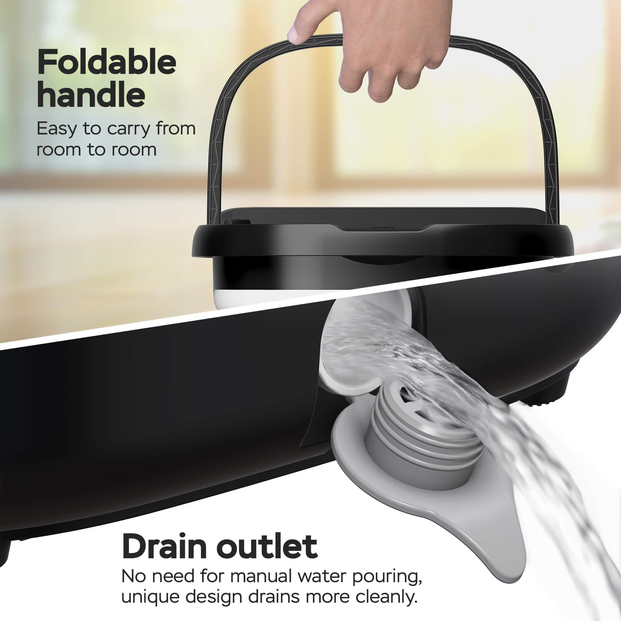 SportTronic Fußmassagegerät mit Whirlpool & Wärme – faltbar, 6 Massagerollen, 20 Shiatsu-Düsen, Sprudelfunktion, Pediküre, beheiztes Fußbad