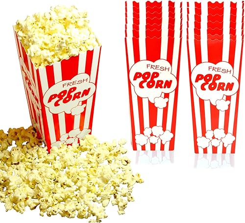15 Cajas de papel para palomitas de maíz de noche de cine, cubetas de 19.7 cm de alto, grandes y con capacidad para 46 oz, diseño de fiesta antiguo
