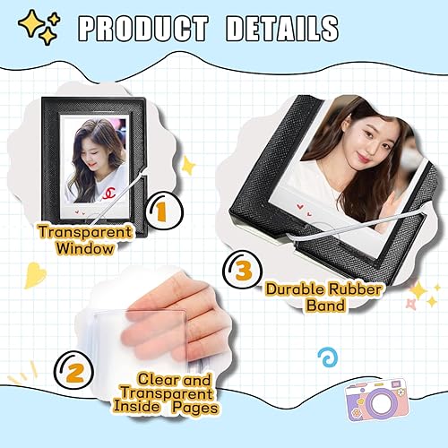 Miniatura 3 de Carpeta para tarjetas fotográficas, libro de 3 pulgadas, mini álbum de fotos portátil, bonito carpeta de tarjetas Kpop, álbum de tarjetas