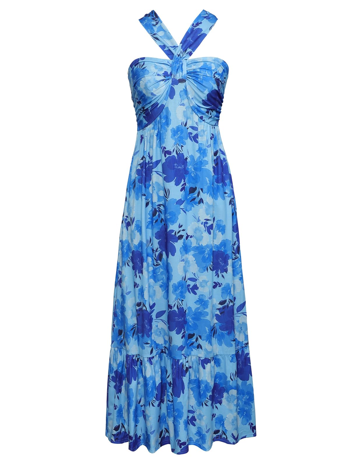 GRACE KARIN 2025 Women's Criss Cross Halterneck Sleeveless Summer Floral Print Flowy A Line Maxi Dress