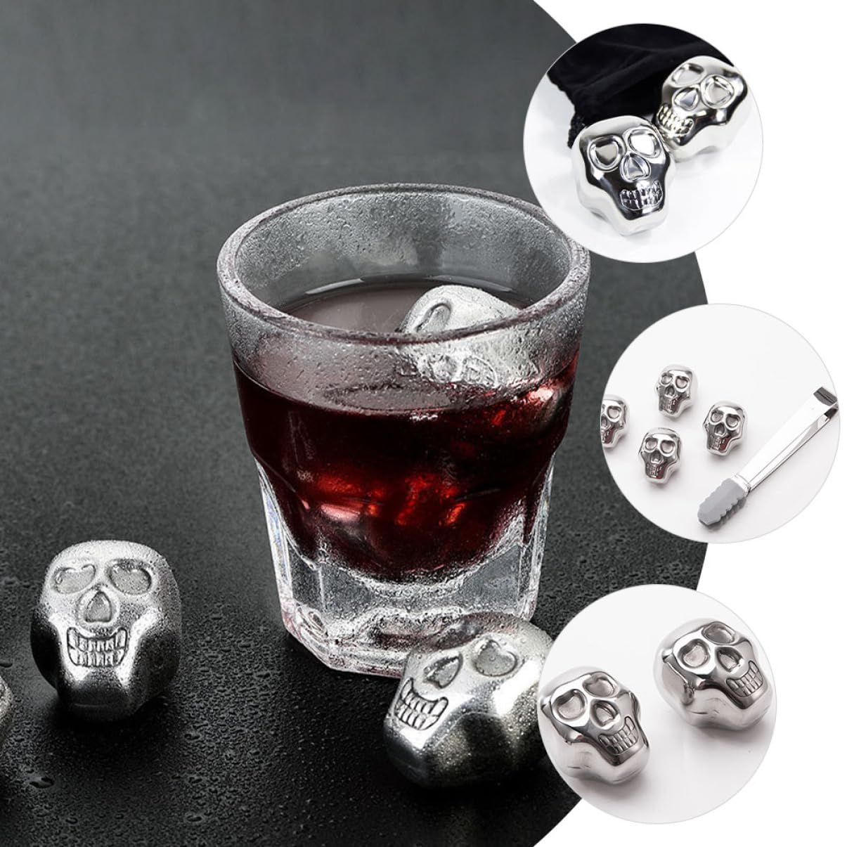 TOPBATHY 5 Sätze -eisweinstein Verschleißfeste Whiskysteine Bequeme Weinfelsen Kugeln Stein -eiswürfelkugel Weinsteine ​​für Den Haushalt Kühlwürfel Whiskey Silver Flüssig