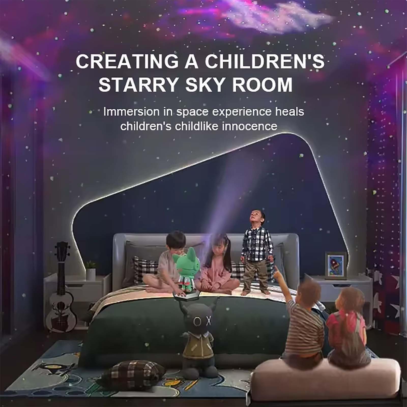 Luz de noche, lámpara de cielo estrellado de astronauta, lámpara de dormitorio creativa, lámpara de nebulosa de atmósfera, proyector de perro espacial de astronauta, lámpara de proyección para niños,