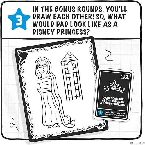 Miniatura 5 de Ridley's Games Juego de fiesta de Disney Drawsome  Dibuja a tus personajes favoritos de Disney y compañeros jugadores en este divertido juego de