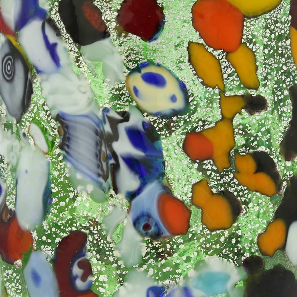 Glass Of Venice Murano Drinking Glass - Millefiori Silver Green